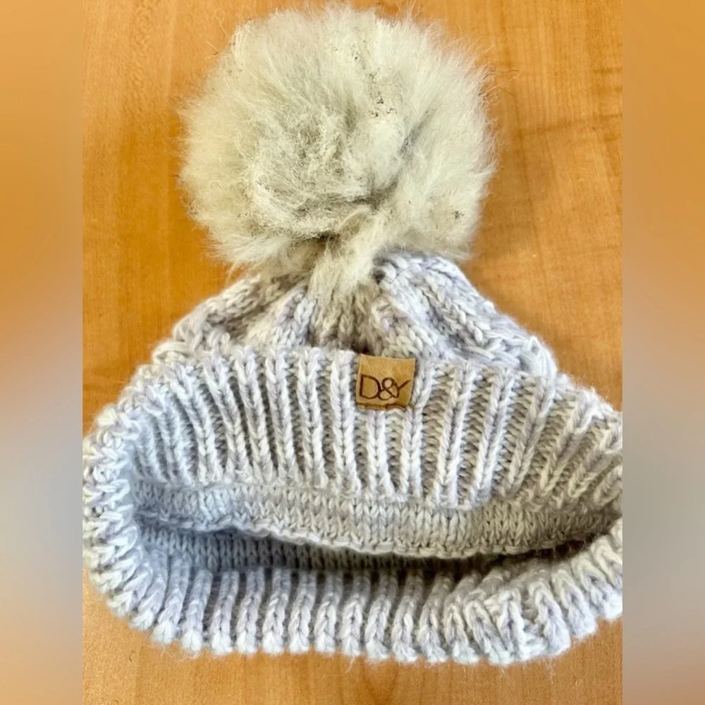 David & young beanie hat stocking faux fur cable knit cap